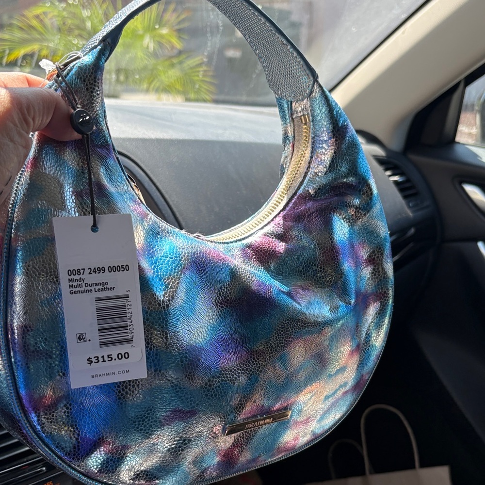 Brahmin Iridescent Blue Purple Metallic Hobo - Picture 3 of 5